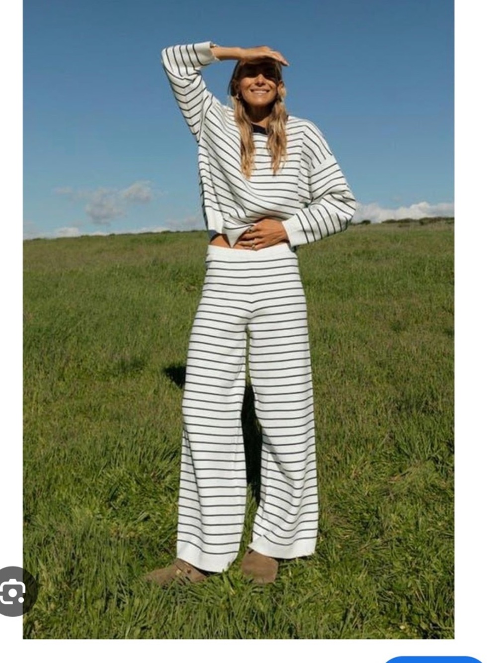 French Connection marley White and Black Striped Knit Pants